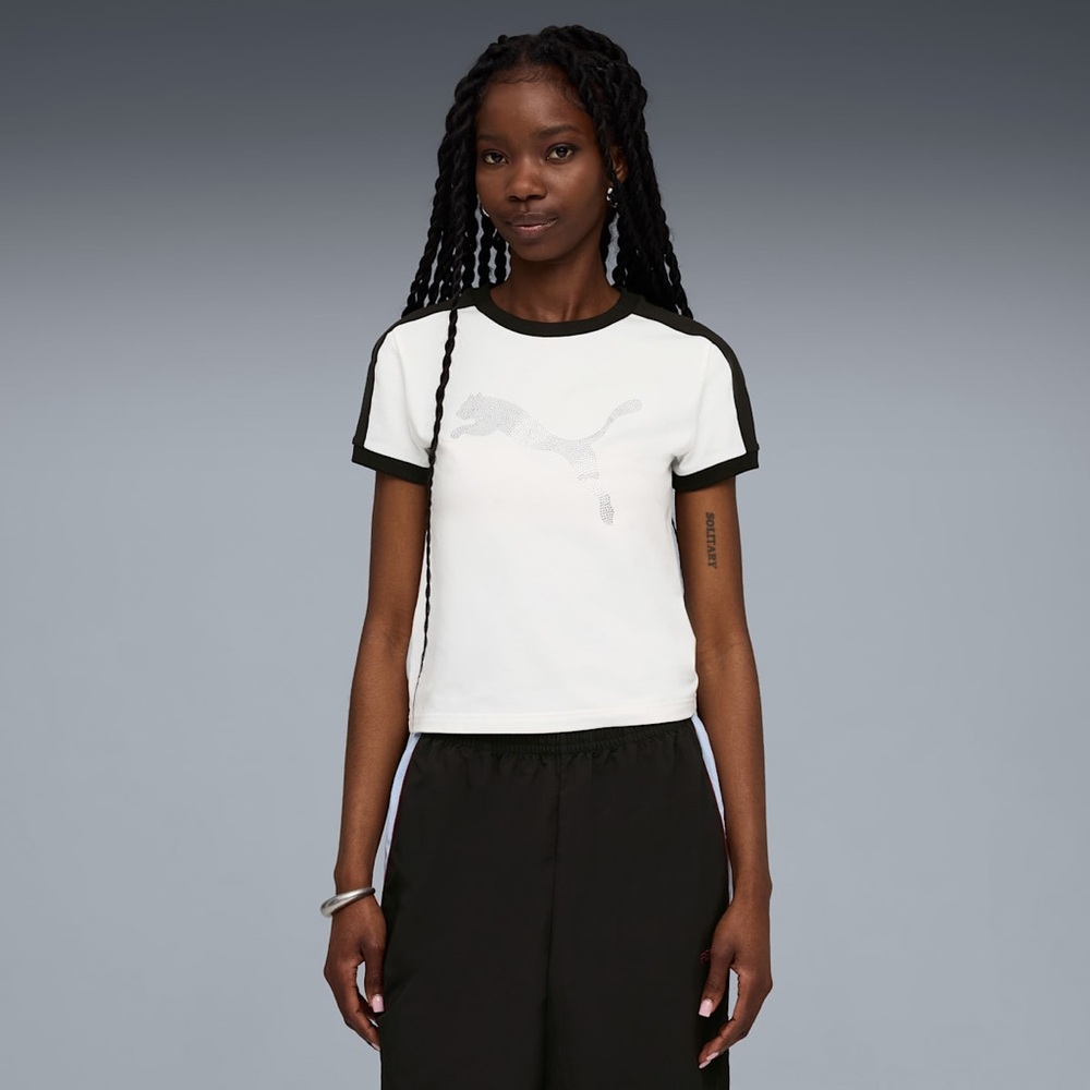 NWT PUMA X FENTY Black and White T7 Slim Tee - Picture 4 of 10